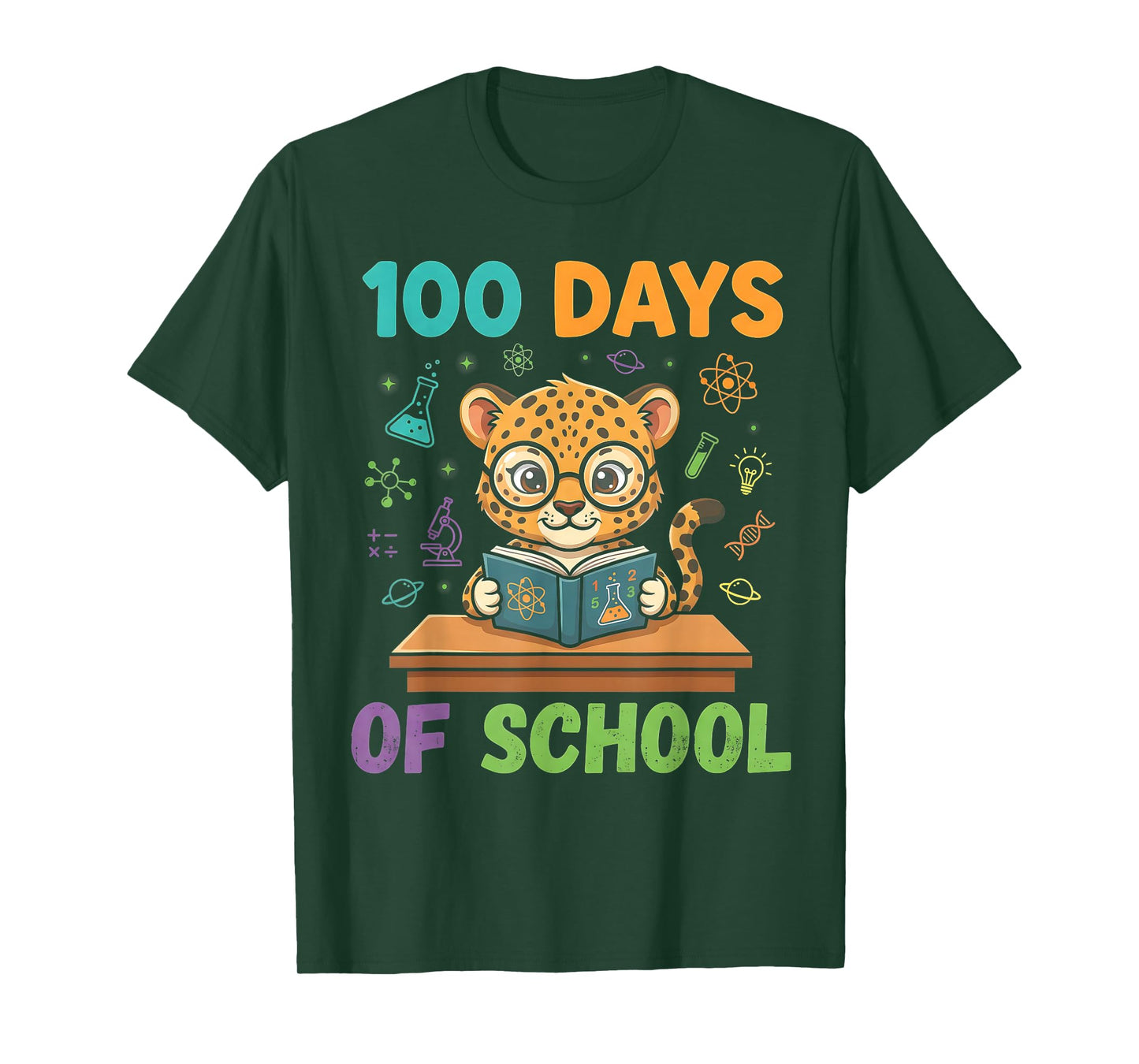 Funny Cheetah 100th Day of School Teacher Womens Mens Kids T-Shirt