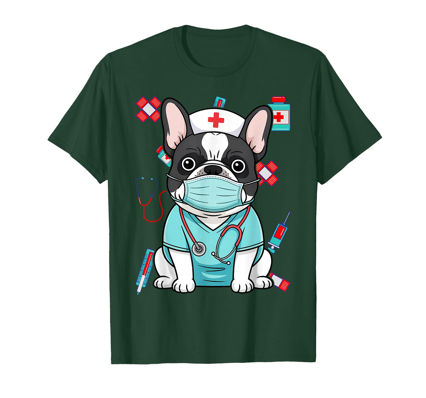 Hospital French Bulldog ER RN LPN Nurse Life Dog Lover T-Shirt