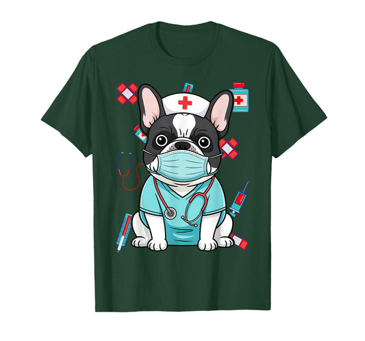 Hospital French Bulldog ER RN LPN Nurse Life Dog Lover T-Shirt