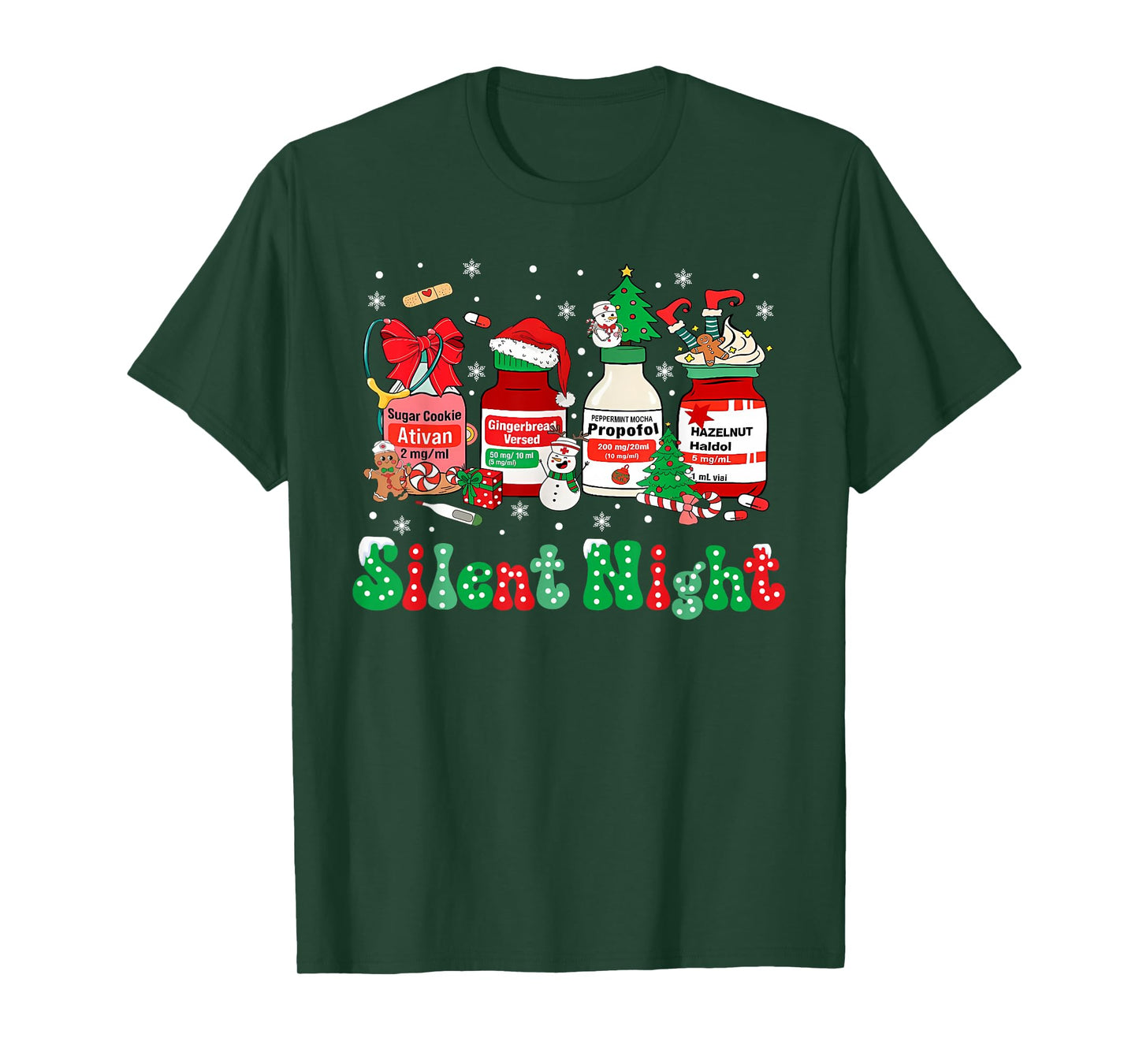 Retro Propofol Silent Night ICU Nurses Funny Merry Christmas T-Shirt