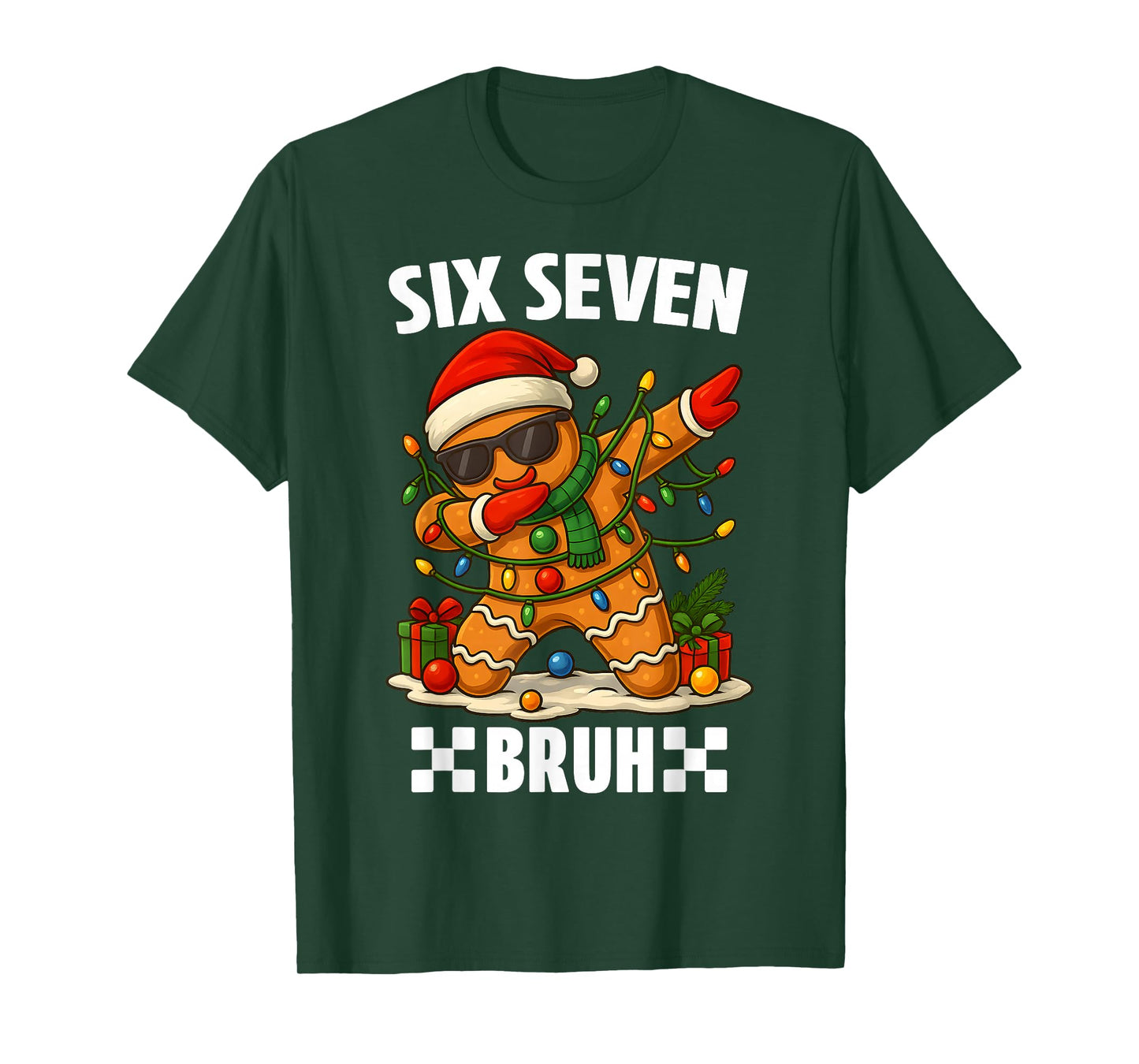 67 Six Seven Bruh Funny Christmas Dabbing Gingerbread Meme T-Shirt