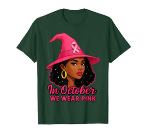 in October We Wear Pink Black Queens Breast Cancer Awareness T-Shirt