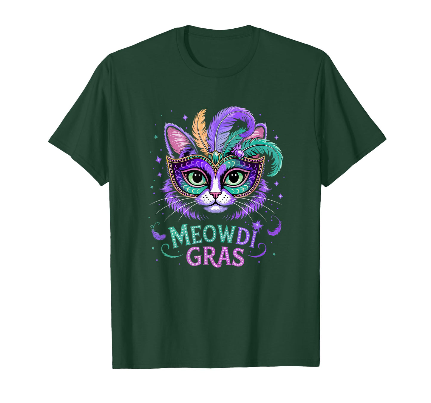 Mardi Gras Cat Matching Funny Carnival Party Mens Womens T-Shirt