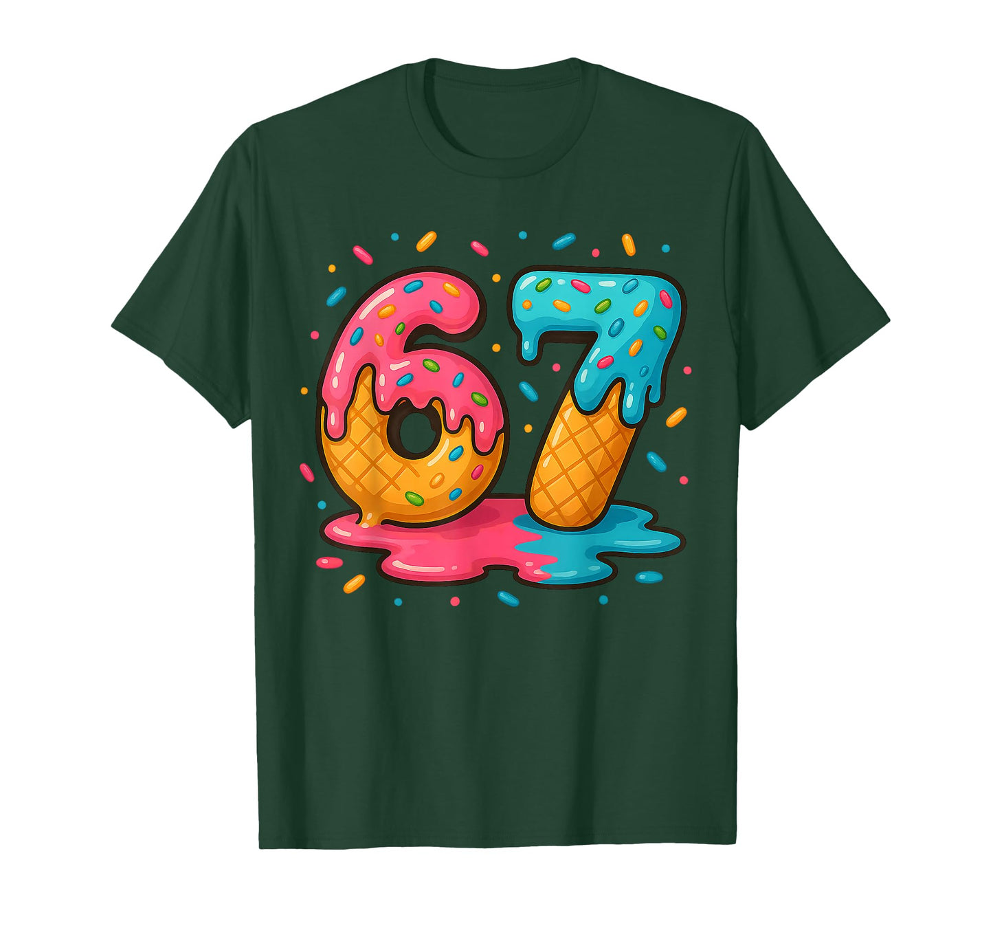 Six Seven Ice Cream Drip Cool Meme 67 Funny Number T-Shirt