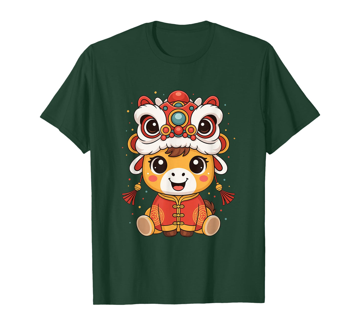 Lunar New Year 2026 Kawaii Chinese Zodiac Horse Lion Dance T-Shirt