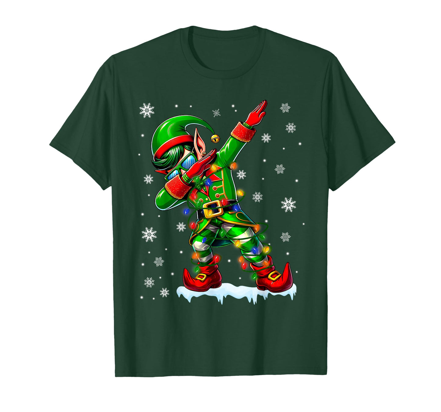 Funny Elf Dabbing Pajamas Christmas Xmas Men Boy Kid Toddler T-Shirt