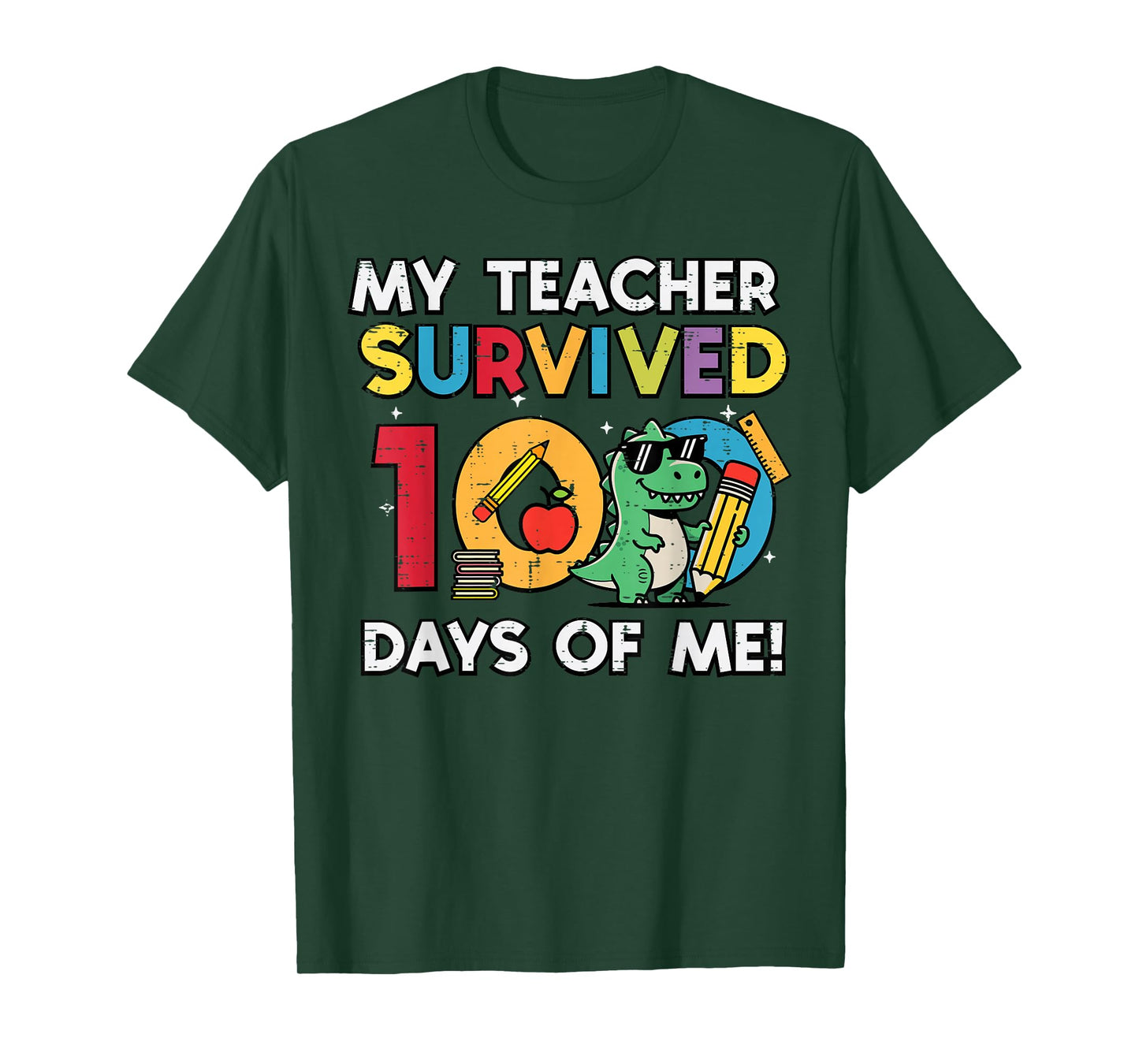 My Teacher Survived 100 Days Me Trex 100th Day School Boys T-Shirt