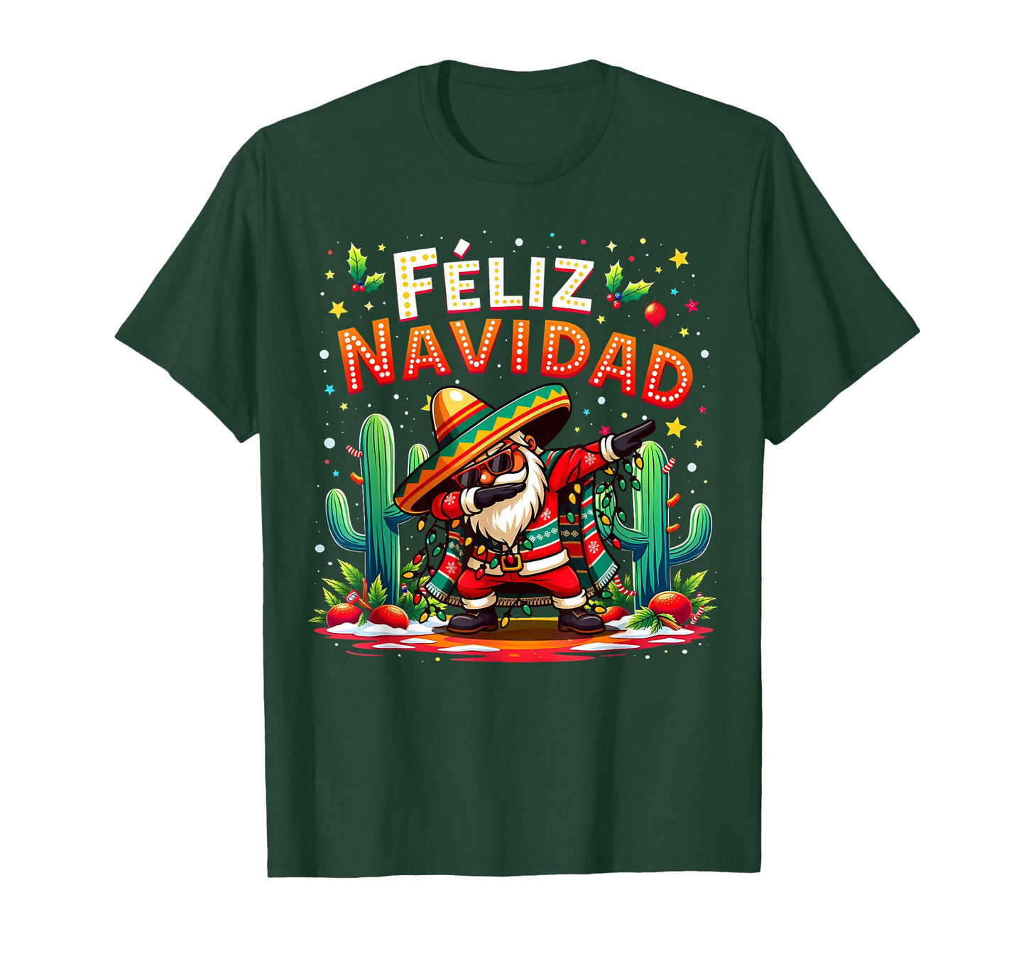 Feliz Navidad 2025 Spanish Mexican Christmas Santa Dabbing T-Shirt
