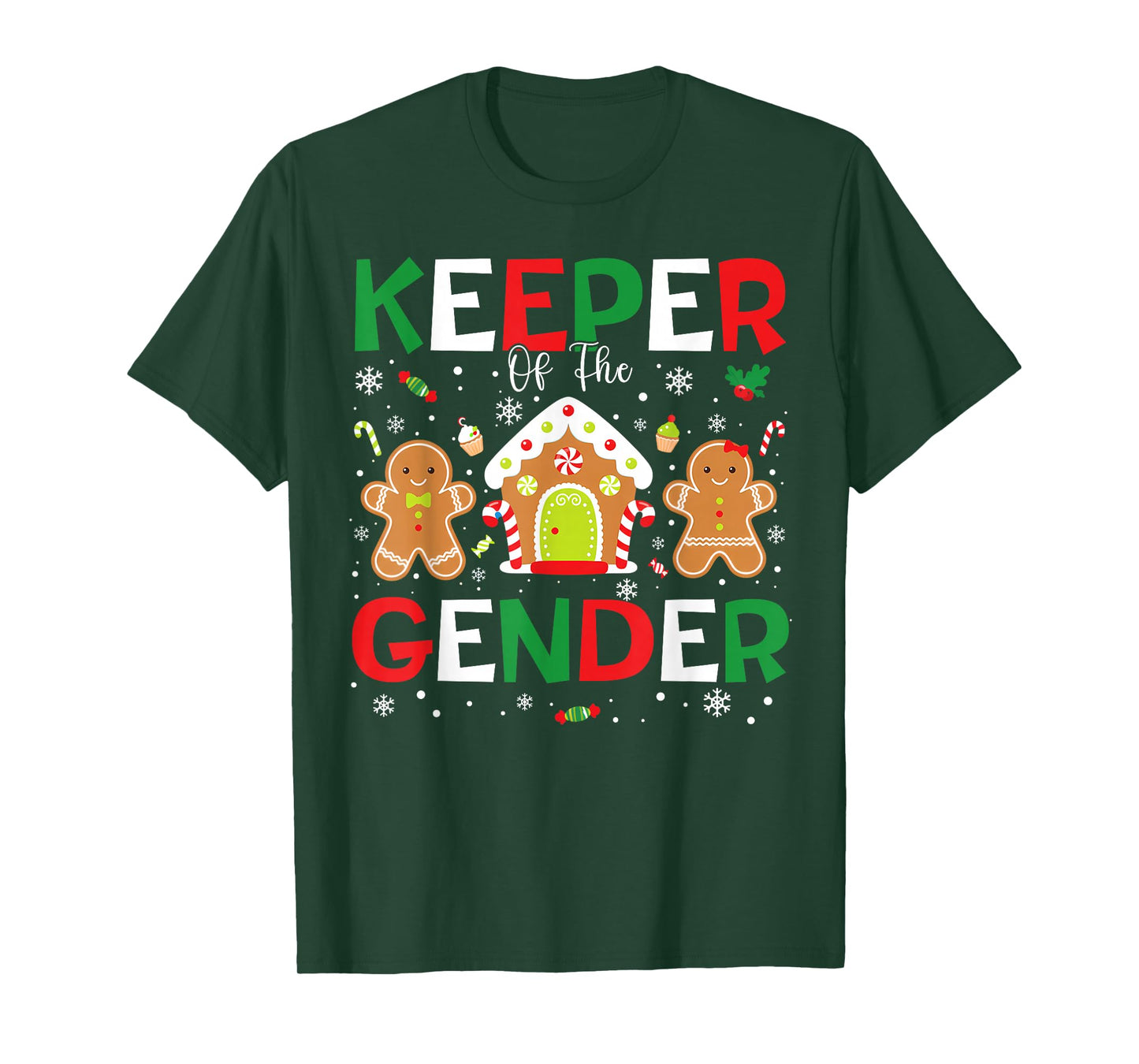 Keeper of The Gender Reveal Christmas Gingerbread Boy Girl T-Shirt
