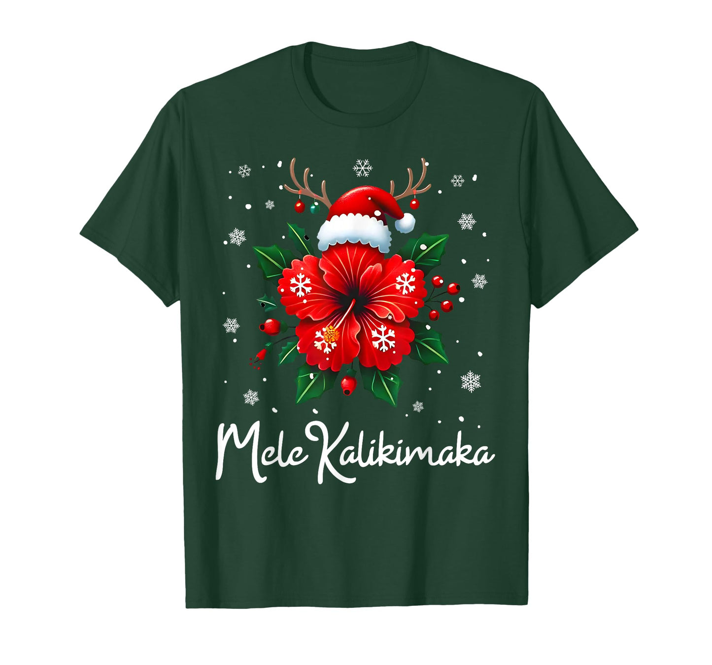 Mele Kalikimaka Hawaiian Christmas Tropical Floral Xmas T-Shirt