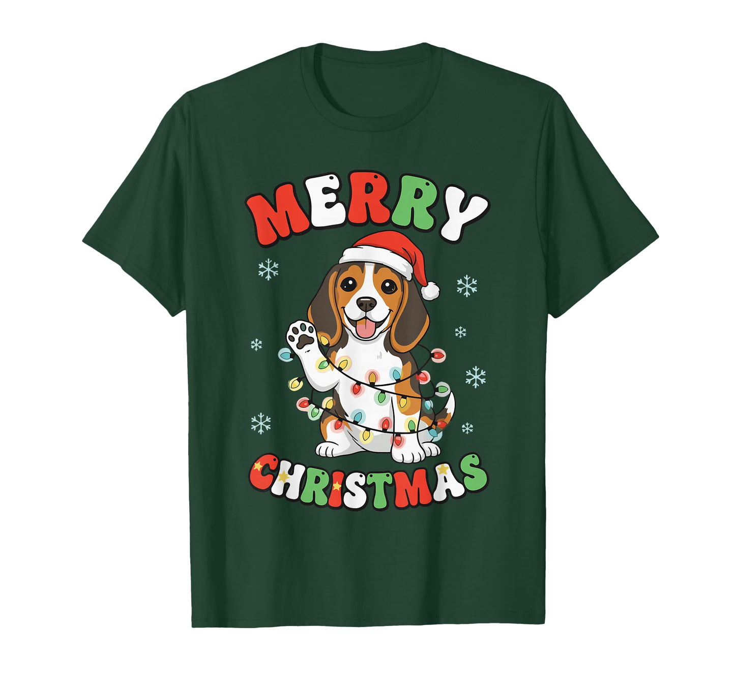 Beagle Christmas Pajamas Shirt for Women Merry Christmas T-Shirt