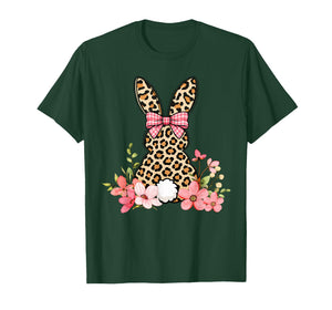 Women Easter Bunny Leopard Happy Easter Day Women Kids Girls T-Shirt