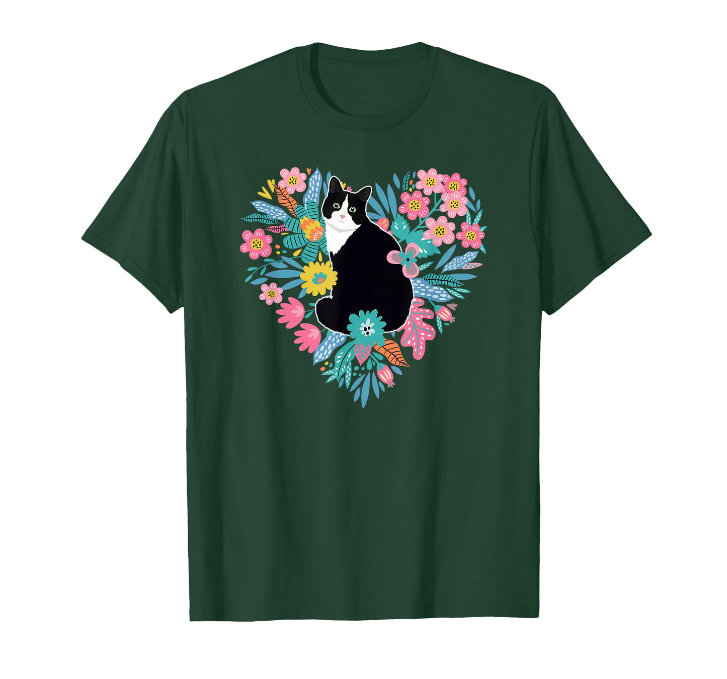 Tuxedo Cat Flowers Tuxedo Cat Owner Tuxedo Cat Lover T-Shirt