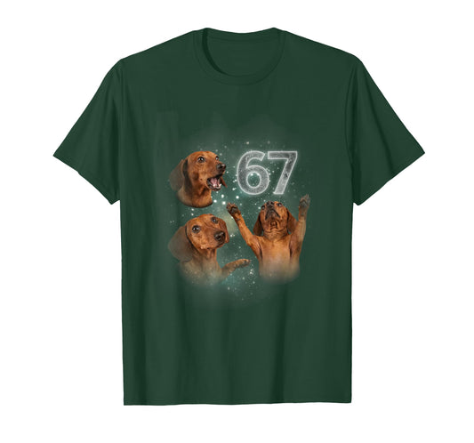 67 Funny Dachshund Howling at The Moon Meme 6 7 Dog Design T-Shirt