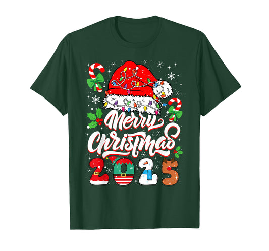 Merry Christmas 2025 Family Matching Pajamas Xmas Men Women T-Shirt