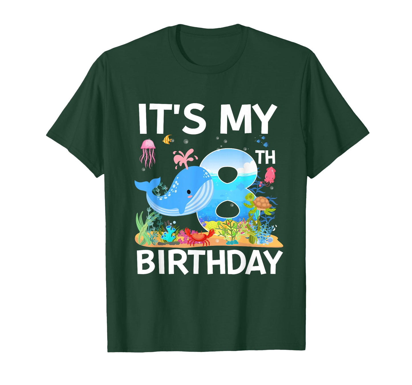 It's My 8th Birthday Whale Sea Animal Theme Party T-Shirt