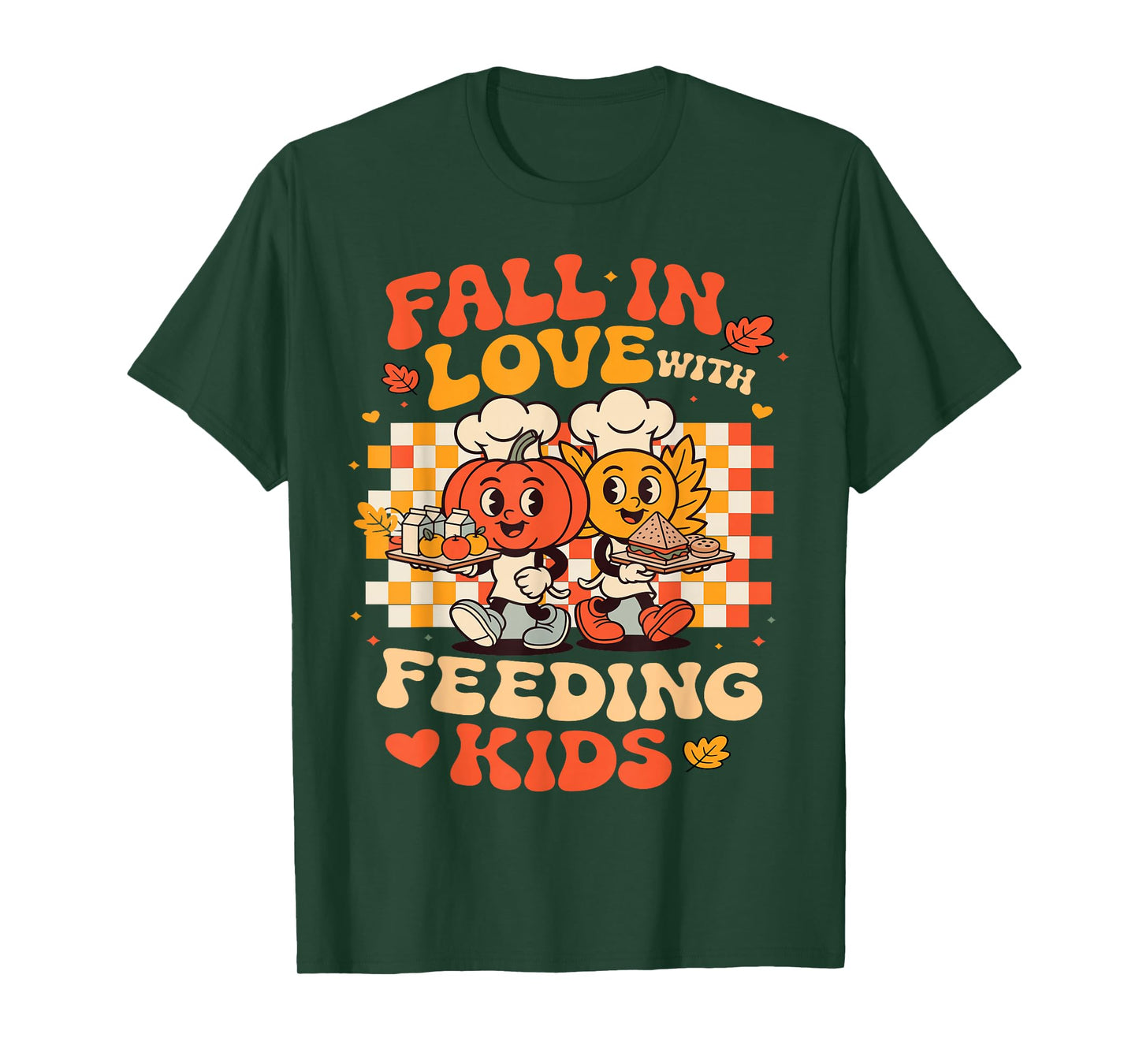 Lunch Lady Fall in Love Feeding Kids Autumn School Lunch T-Shirt