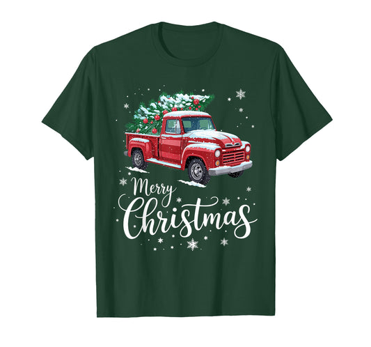 Merry Christmas Red Truck Family Matching Christmas T-Shirt