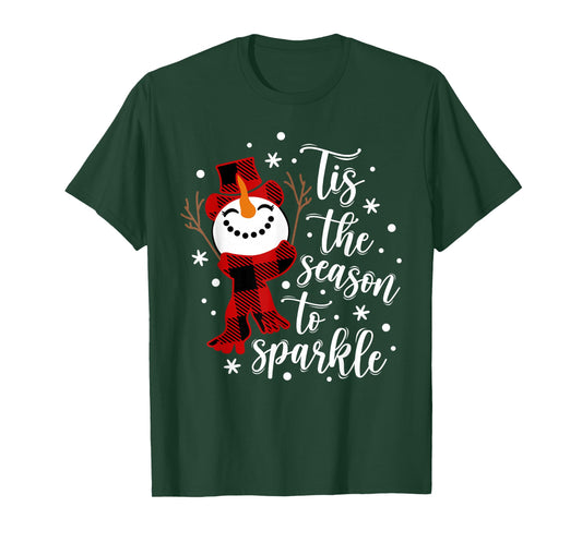 Tis The Season to Sparkle Snowman Christmas Holiday T-Shirt