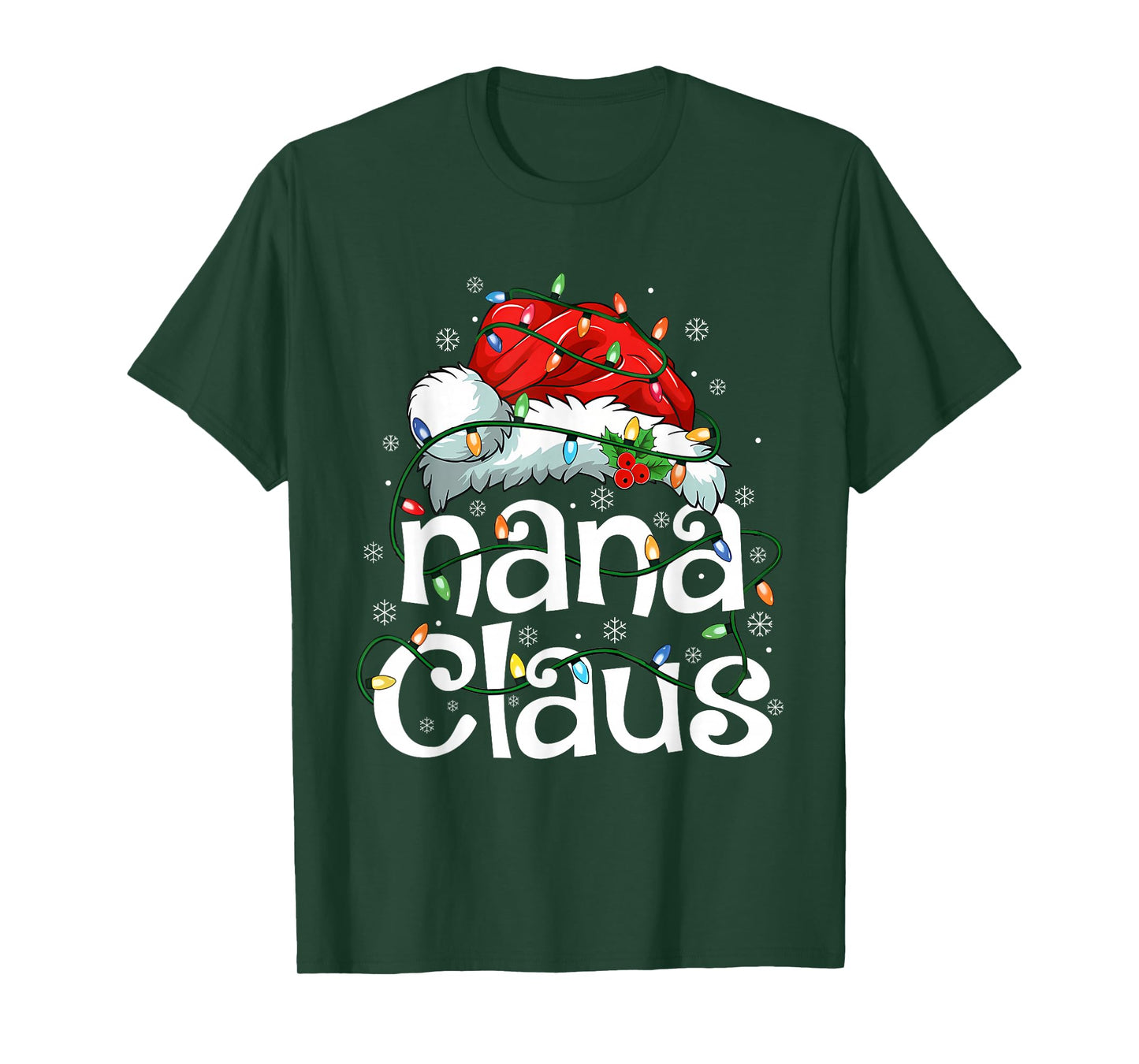 Nana Claus Christmas Lights Santa Pajama Family Matching T-Shirt