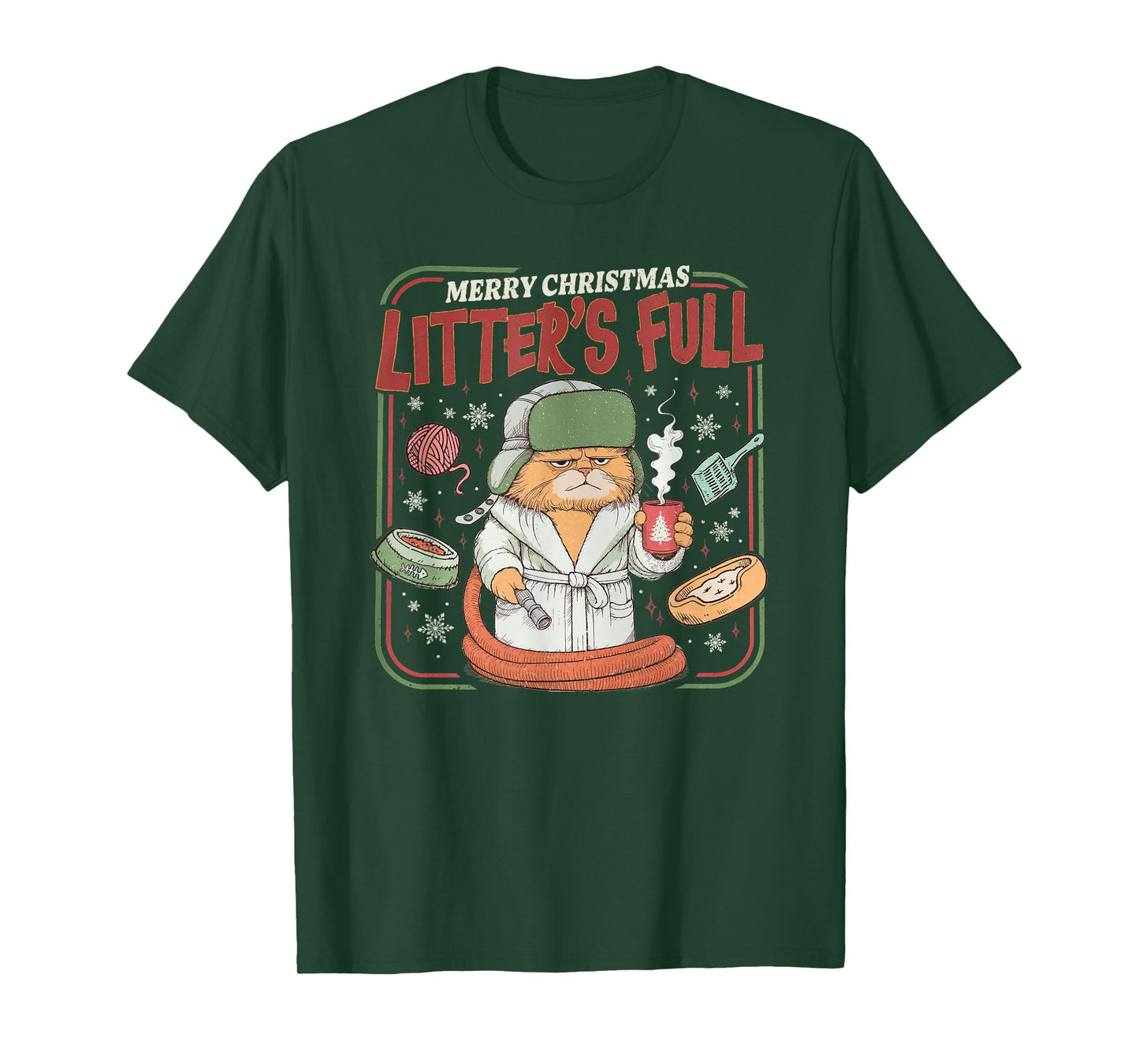 Litter's Full Merry Christmas Funny Cat Lovers Holidays Xmas T-Shirt