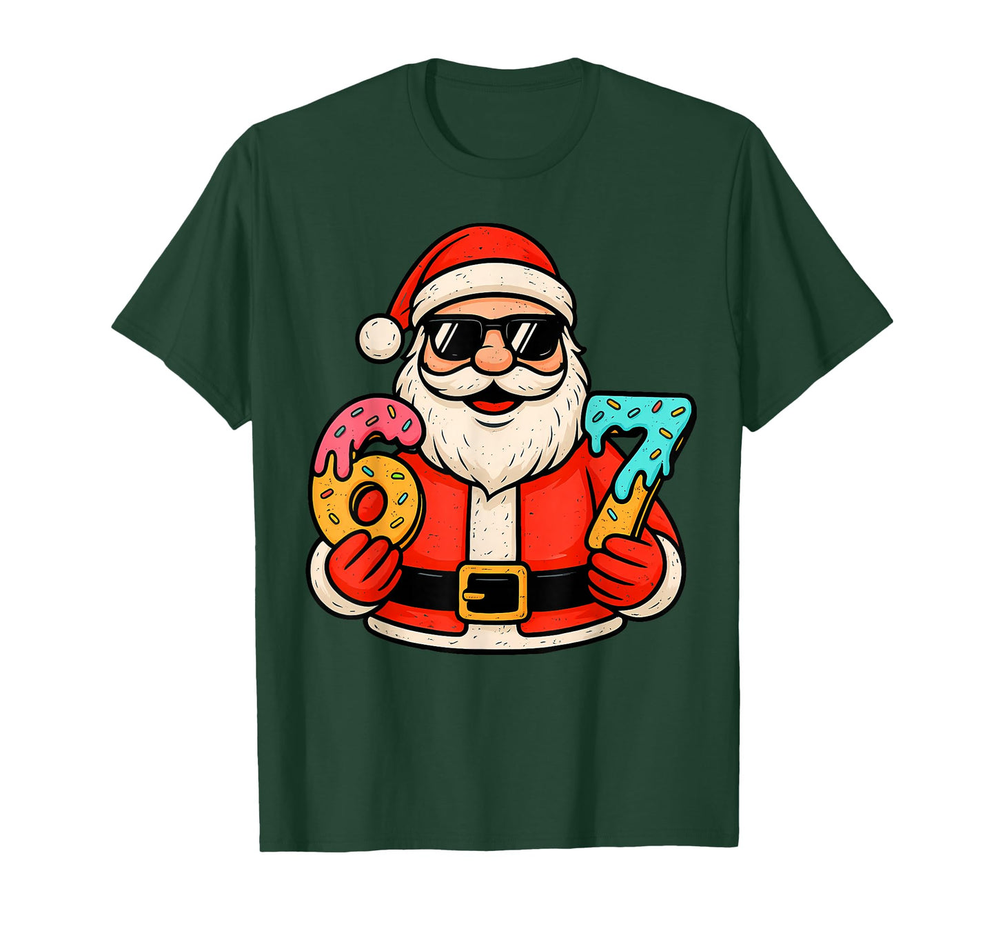 Funny Santa 67 Ice Cream Drip Christmas Xmas Teens Boys Kids T-Shirt