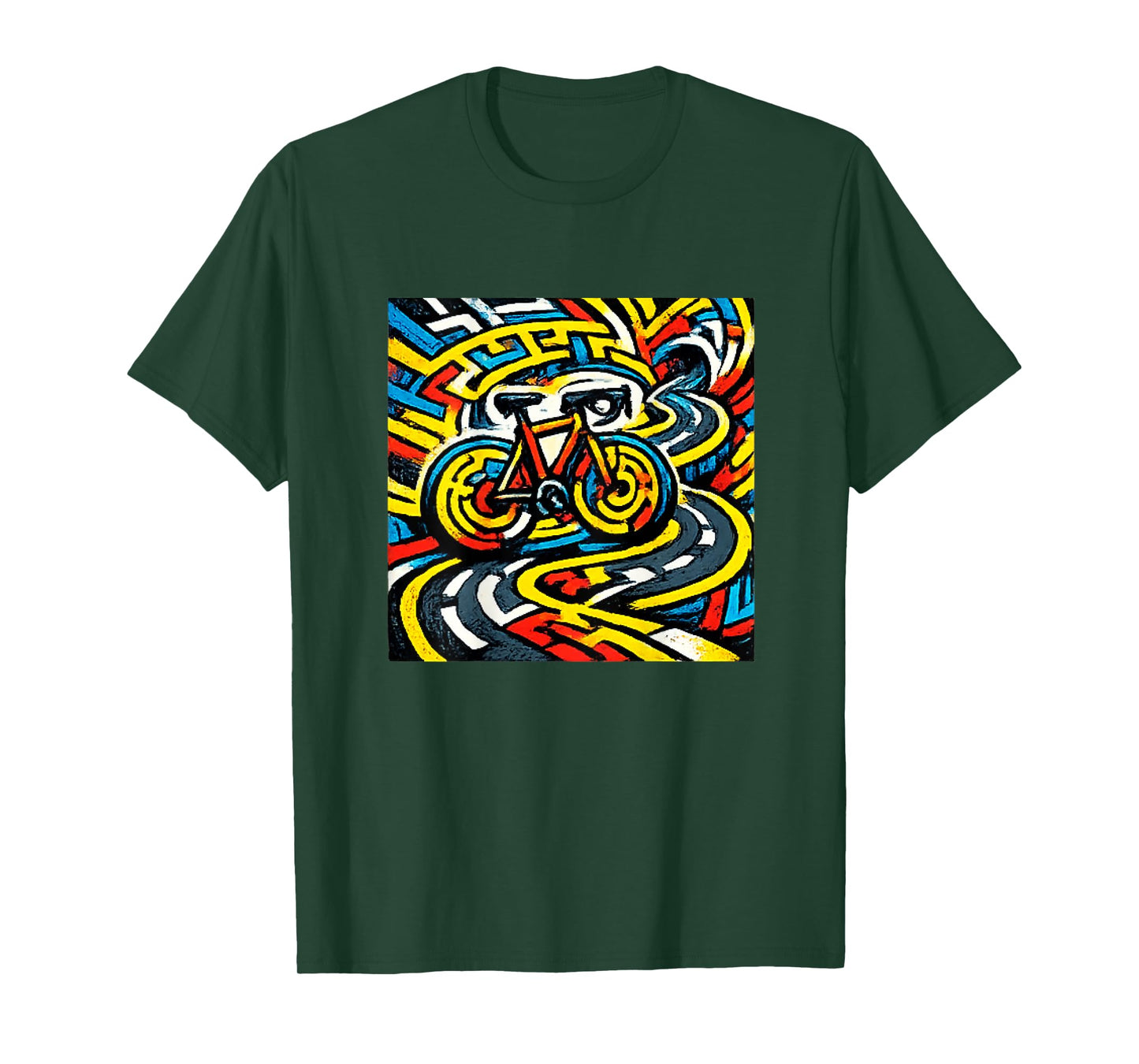 Cycling Psychedelic Maze Road Bike Art T-Shirt