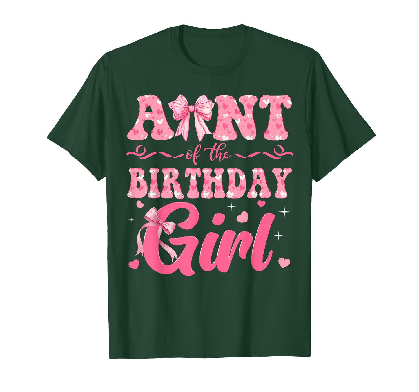 Aunt of The Birthday Girl Family Pink Coquette Bow T-Shirt
