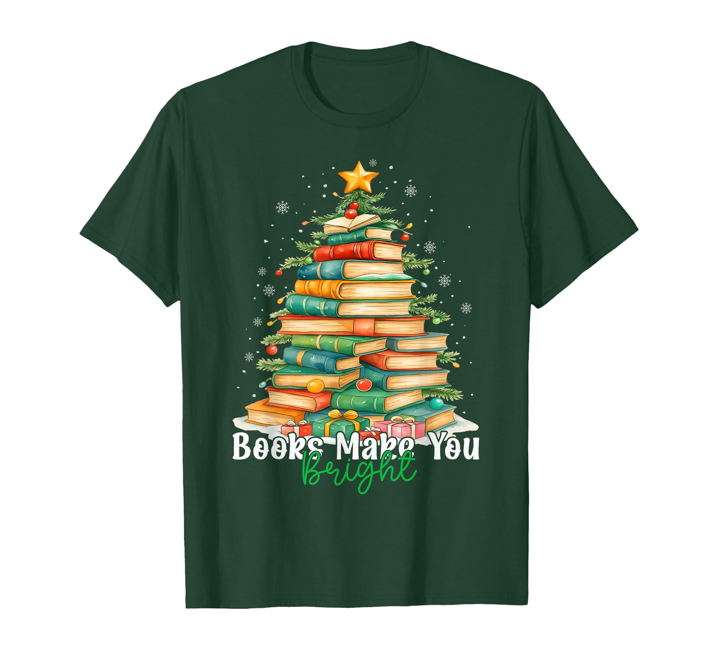 Christmas Books Make You Bright Librarian Teacher Book Lover T-Shirt