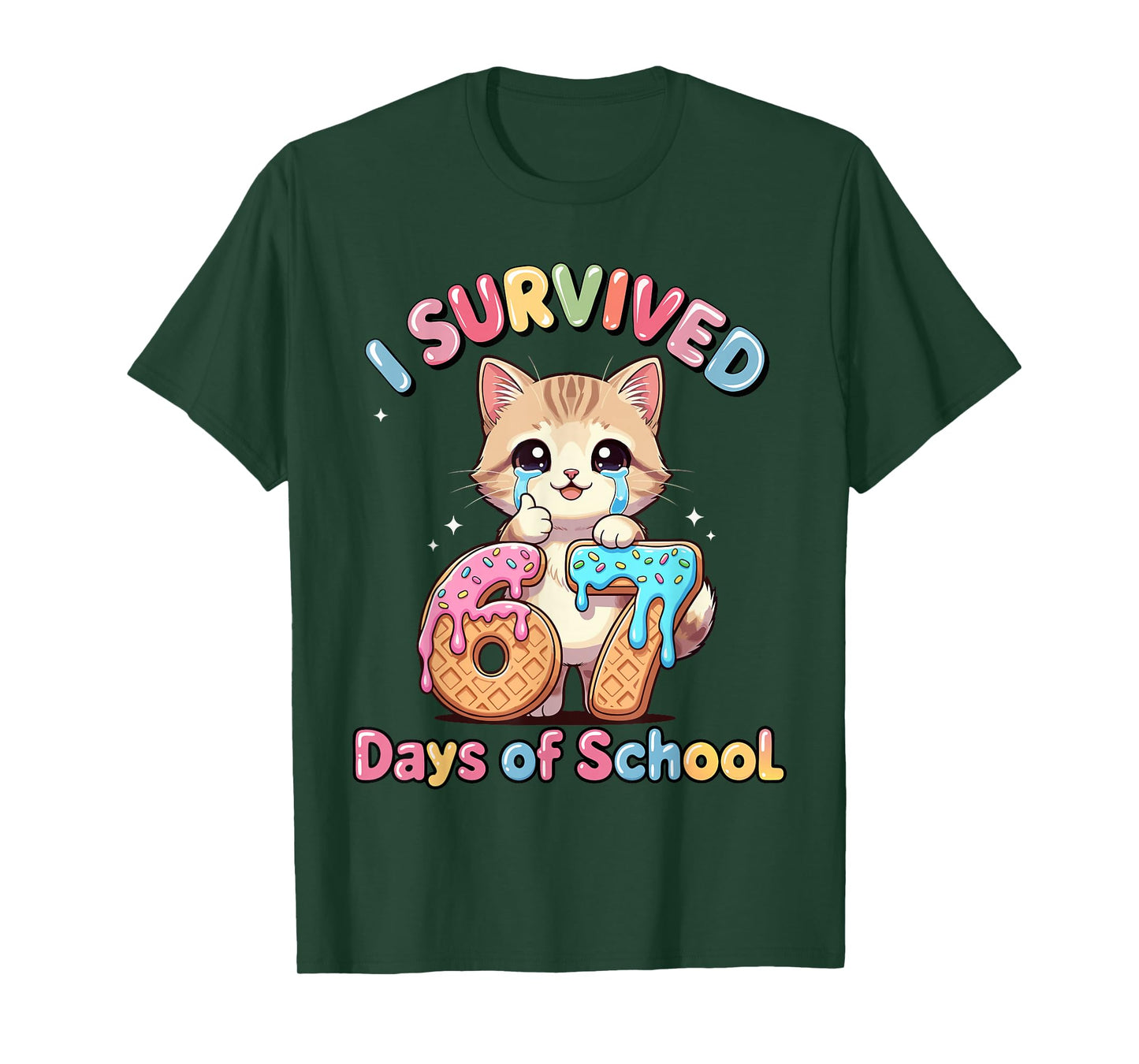 Cat Kitty Gen Alpha Students I Survived 67 Days of School T-Shirt