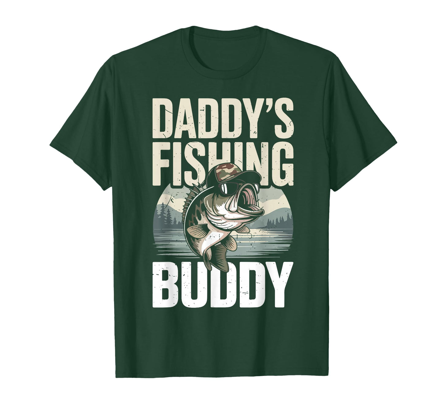 Youth Boy Fishing Camo Bass Fish Daddy's Fishing Buddy Kids T-Shirt