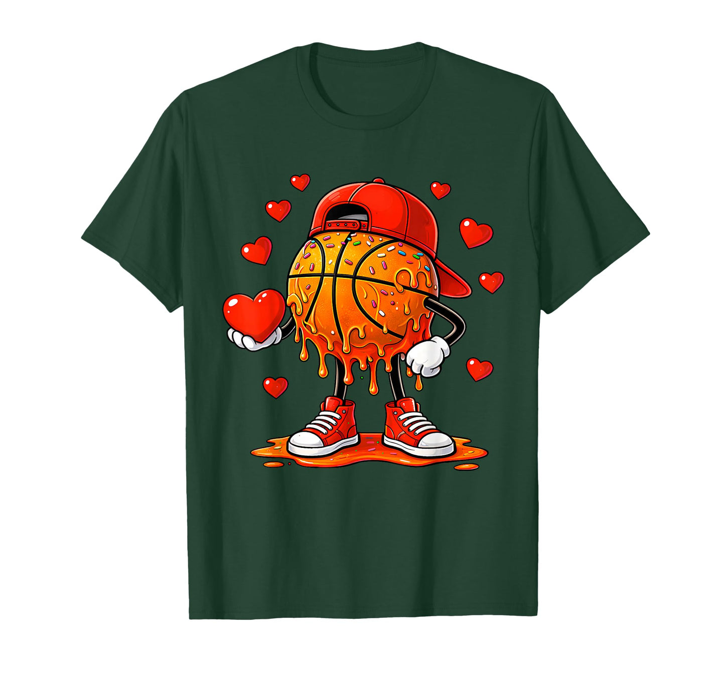 Valentine Basketball Heart Drip Sport Valentines Day Boys T-Shirt