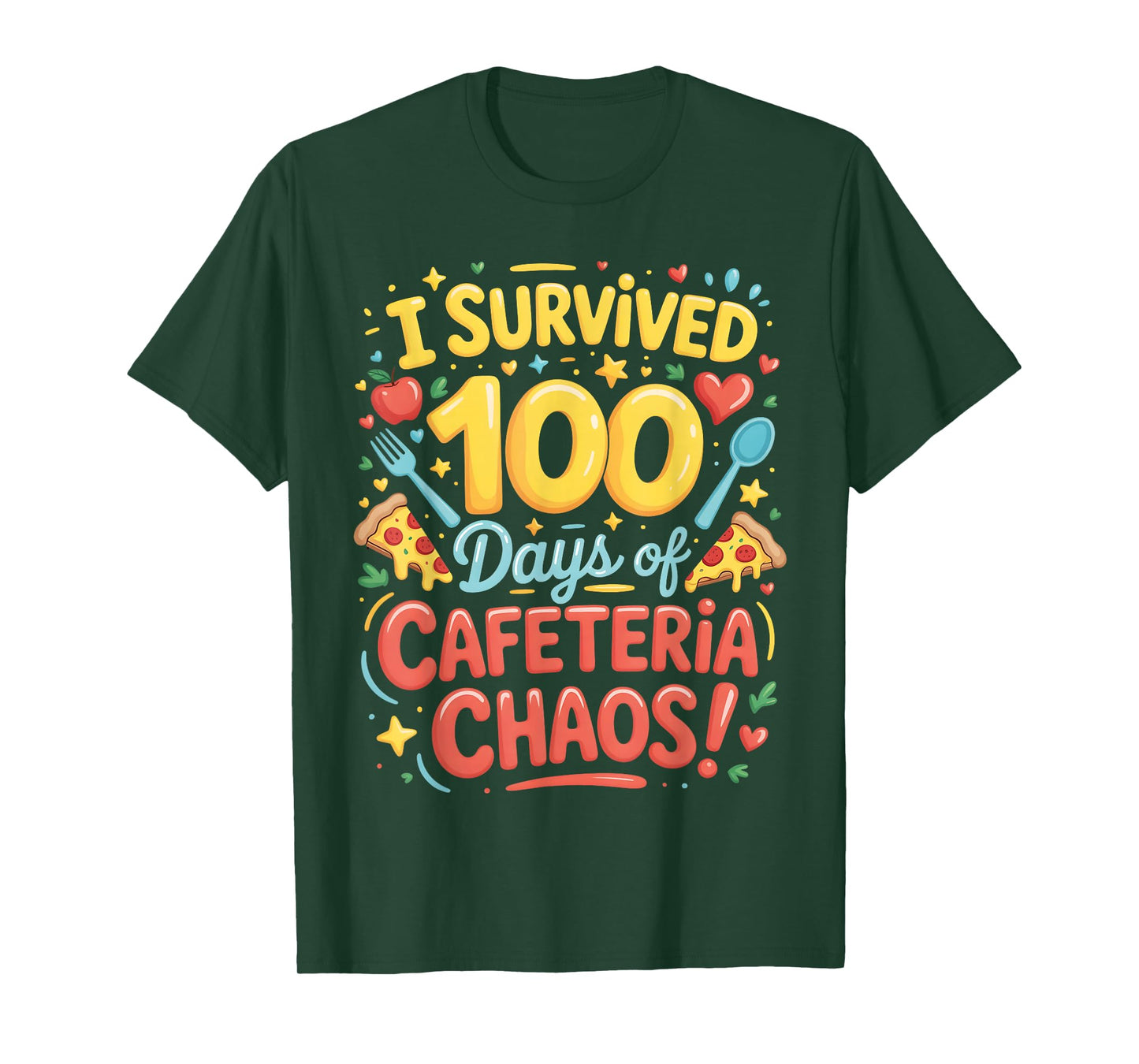 I Survived 100 Days of School Cafeteria Chaos Lunch Lady T-Shirt
