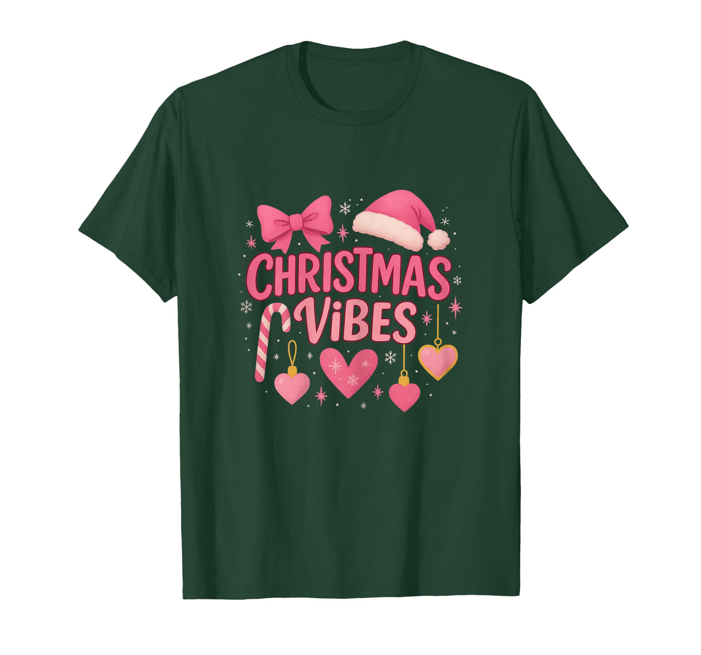 Christmas Vibes Women Candy Cane Holiday Girls T-Shirt