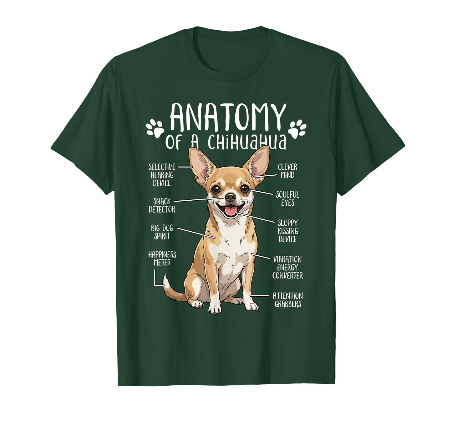 Funny Chihuahua Anatomy of A Chihuahua Dog Owner Pet Lover T-Shirt