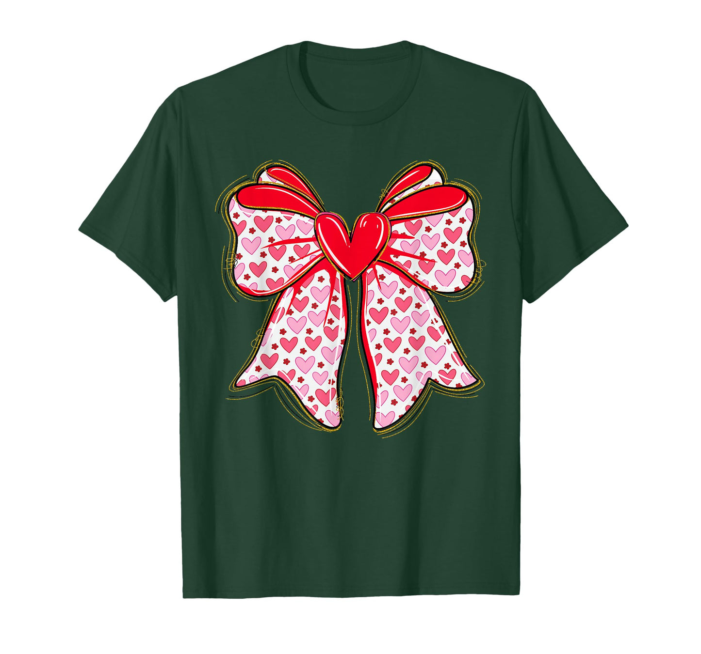 Valentine Hearts Coquette Bow Women Girls T-Shirt