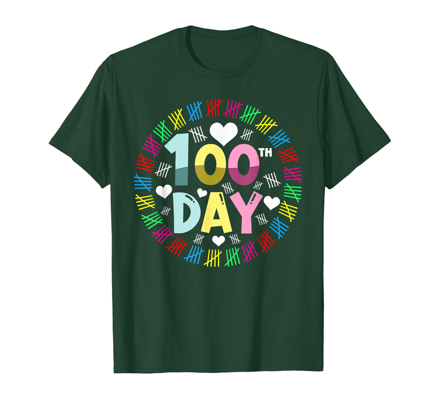 100 Days of School Colorful Tally Marks Kids T-Shirt