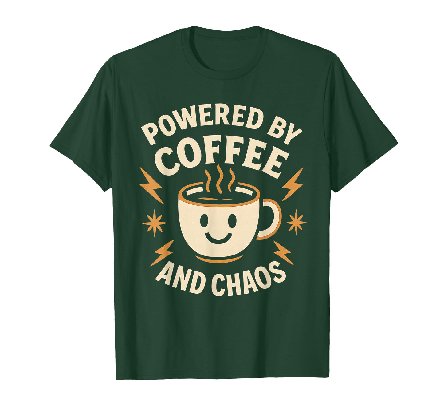 Powered by Coffee and Chaos Funny ADHD Caffeine Lover T-Shirt