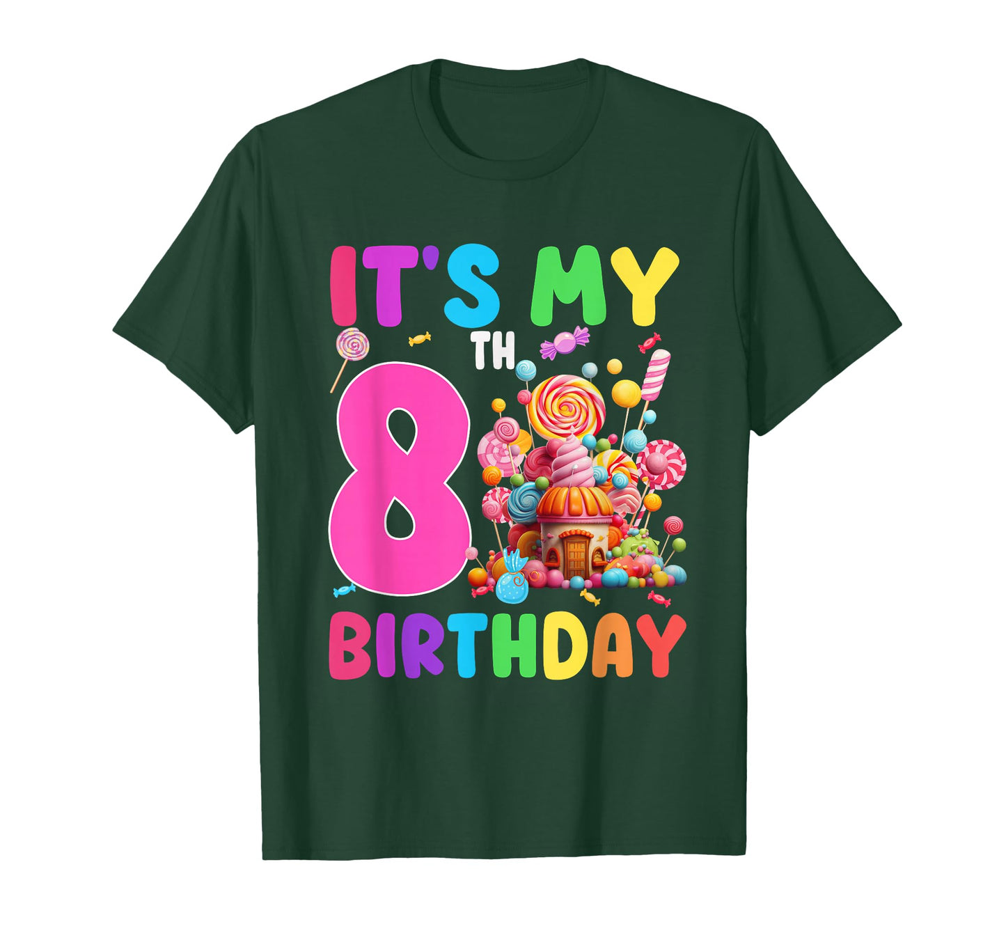 8 Year Old Girl Sweet Candy Theme It's My 8th Birthday T-Shirt
