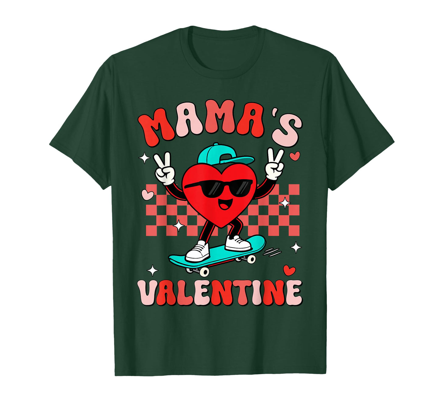Groovy Heart Mama's Valentine Mom for Boys Girls Kid Toddler T-Shirt