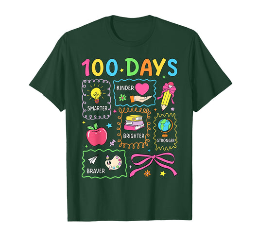 Preppy 100 Days of School 100th Day of School Kids Boys Girl T-Shirt