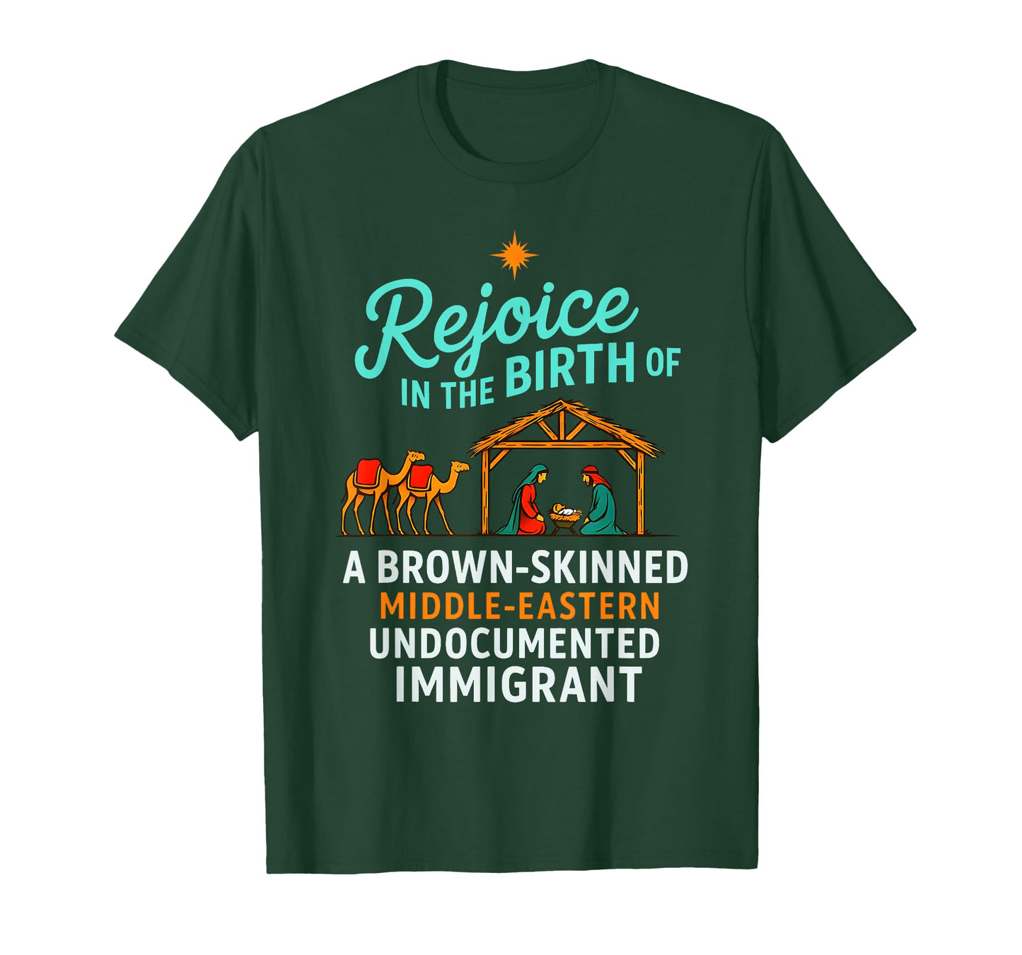Rejoice in The Birth of A Brown Skinned Christian Christmas T-Shirt