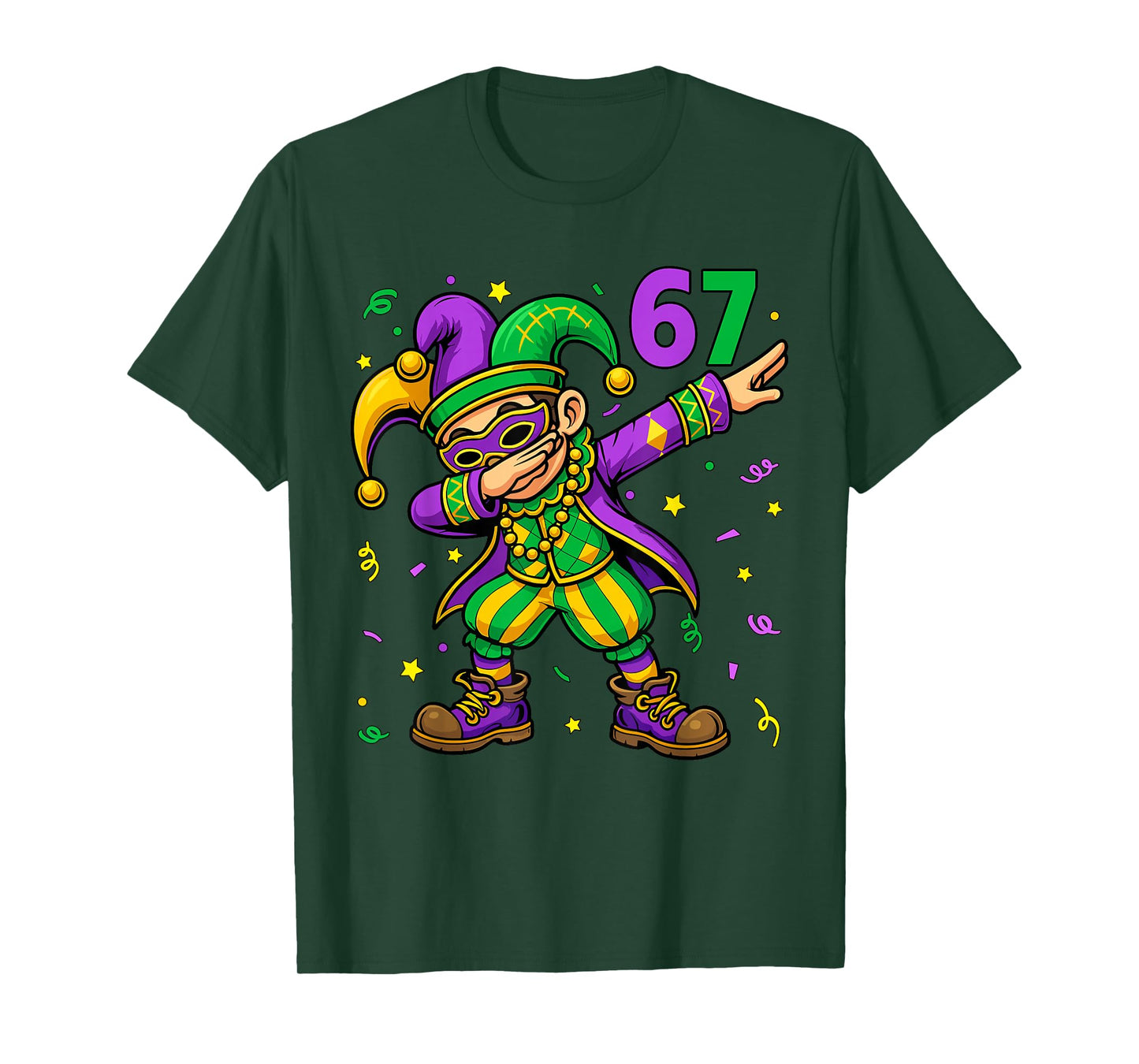 Mardi Gras Dabbing Boy Funny Six Seven 67 Meme Men Boy Kid T-Shirt