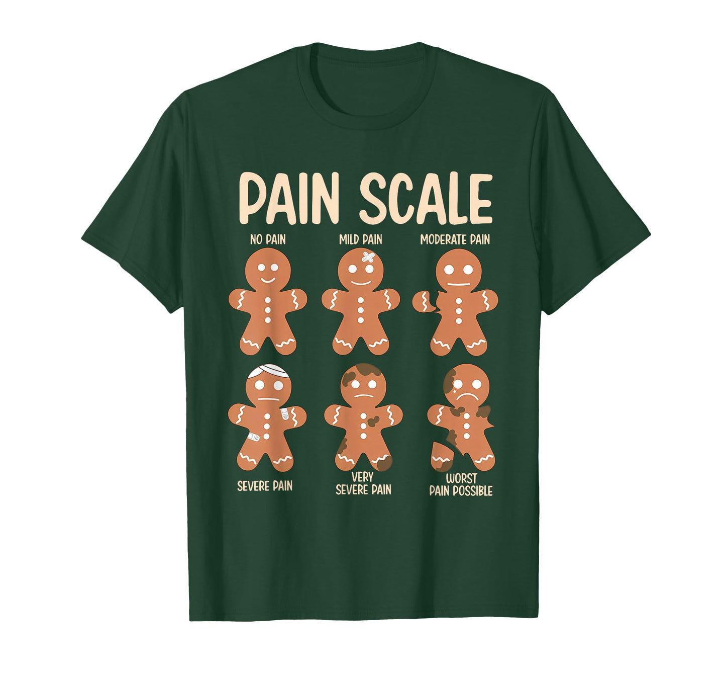 Pain Scale Funny Gingerbread Man Christmas Nurse Holiday T-Shirt