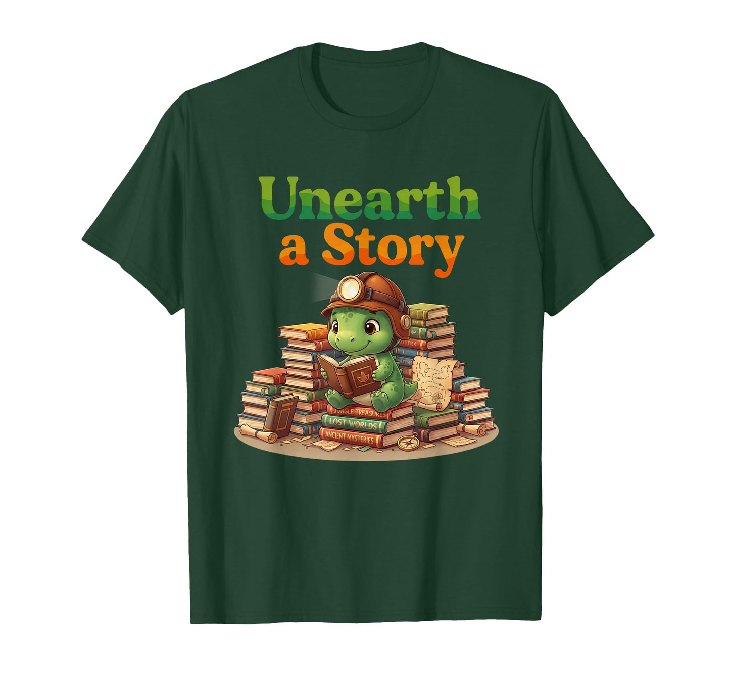 Unearth a Story Summer 2026 Dinosaur Reading Books Dino T-Shirt