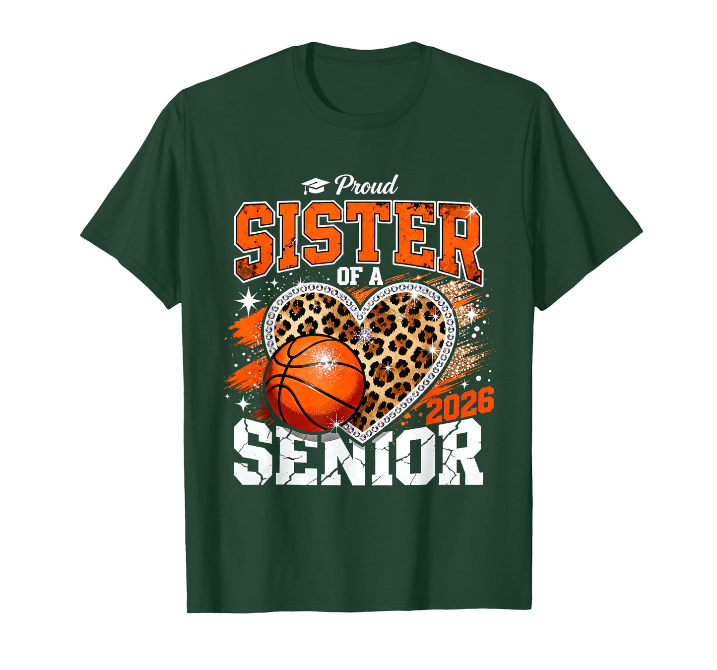 Proud Sister of A Senior 2026 Basketball Leopard Graduation T-Shirt