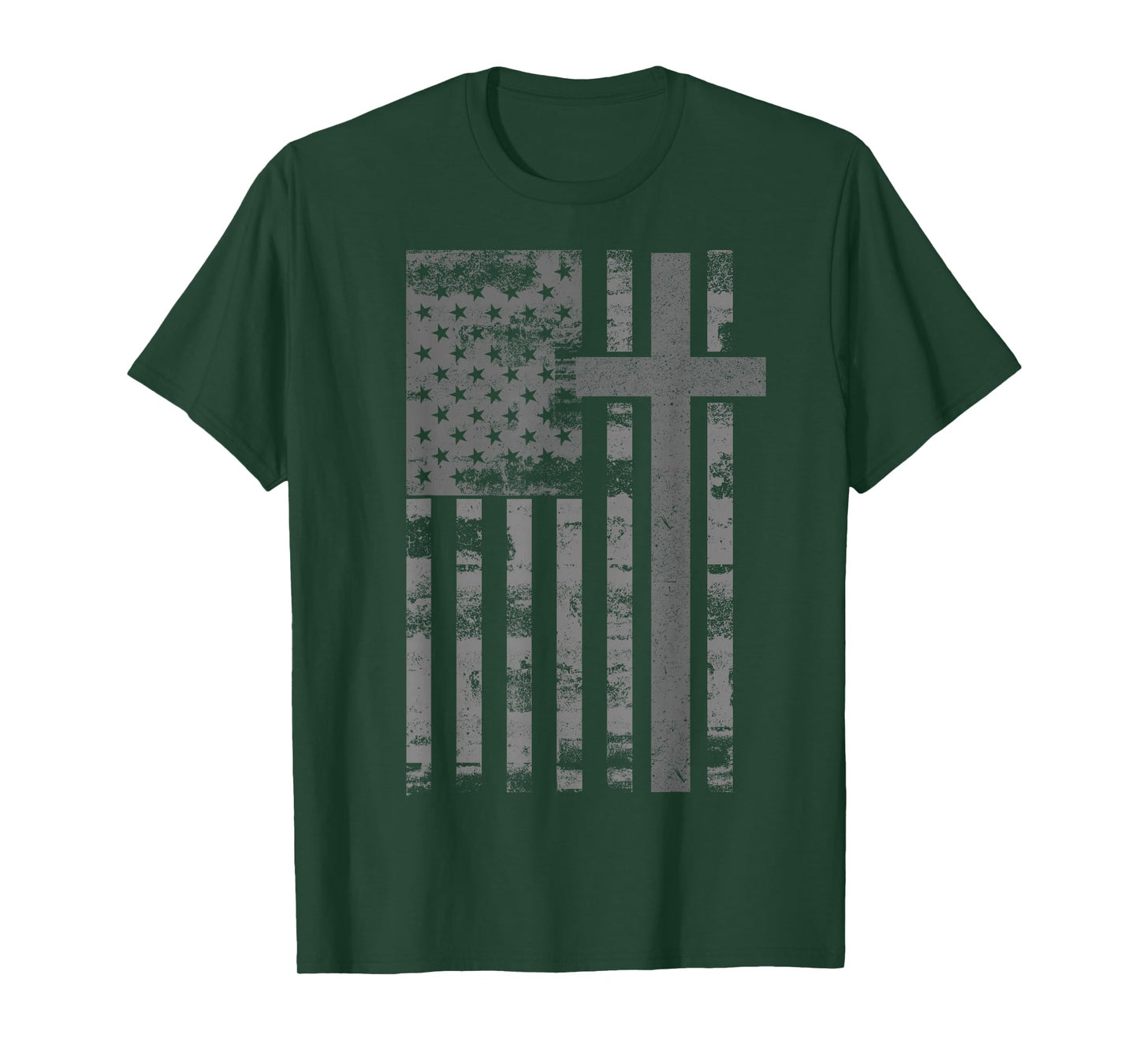 American USA Flag Christian Faith Cross Patriotic Grunge T-Shirt