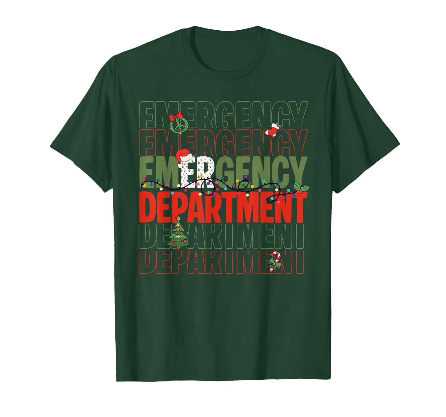 Retro Emergency Department Christmas Santa ER Crew Nurse T-Shirt