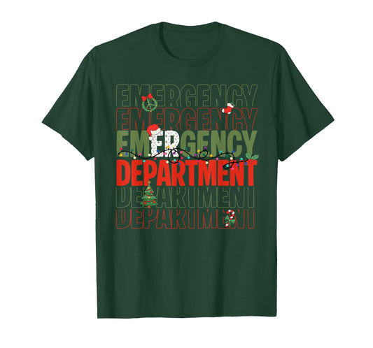 Retro Emergency Department Christmas Santa ER Crew Nurse T-Shirt