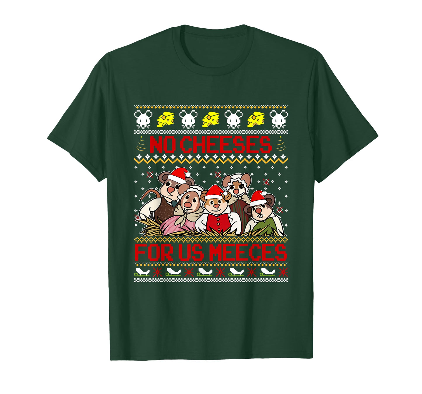 No Cheeses for Us Meeces Christmas Santa Mouse Cheese Lover T-Shirt